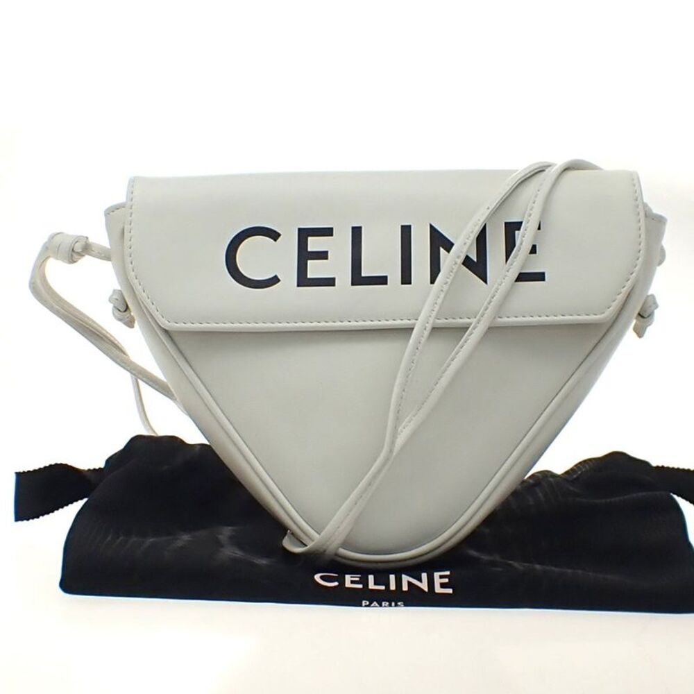 Celine Triangle Leather White Leather Handbag